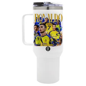 Cristiano Ronaldo Al Nassr, Mega Stainless steel Tumbler with lid, double wall 1,2L