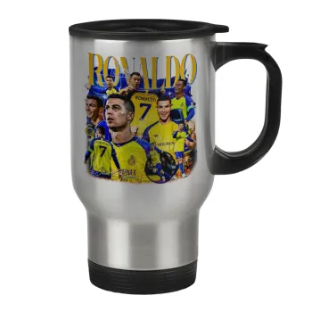 Cristiano Ronaldo Al Nassr, Stainless steel travel mug with lid, double wall 450ml