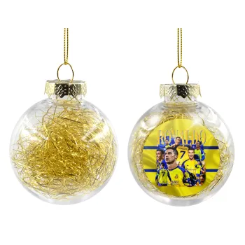 Cristiano Ronaldo Al Nassr, Transparent Christmas tree ball ornament with gold filling 8cm
