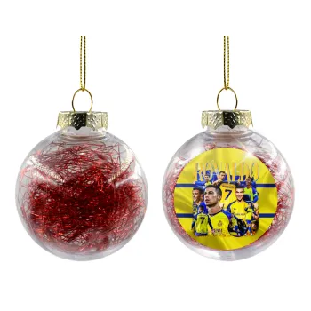 Cristiano Ronaldo Al Nassr, Transparent Christmas tree ball ornament with red filling 8cm