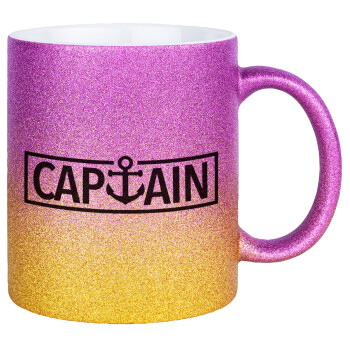 CAPTAIN, Κούπα Χρυσή/Ροζ Glitter, κεραμική, 330ml