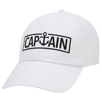 CAPTAIN, Καπέλο Ενηλίκων Baseball Λευκό 5-φύλλο (POLYESTER, ΕΝΗΛΙΚΩΝ, UNISEX, ONE SIZE)