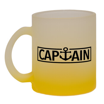 CAPTAIN, Κούπα γυάλινη δίχρωμη με βάση το κίτρινο ματ, 330ml