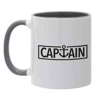 CAPTAIN, Mug colored grey, ceramic, 330ml