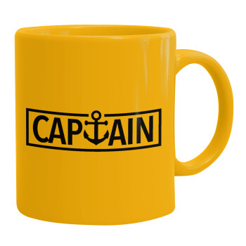 CAPTAIN, Ceramic coffee mug yellow, 330ml (1pcs)