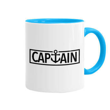 CAPTAIN, Mug colored light blue, ceramic, 330ml