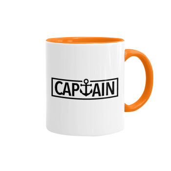 CAPTAIN, Mug colored orange, ceramic, 330ml