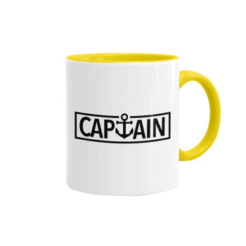 CAPTAIN, Mug colored yellow, ceramic, 330ml