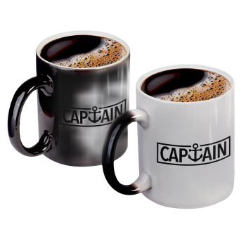 CAPTAIN, Color changing magic Mug, ceramic, 330ml when adding hot liquid inside, the black colour desappears (1 pcs)