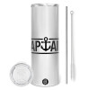 Tumbler stainless steel 600ml, with metal straw & cleaning brush