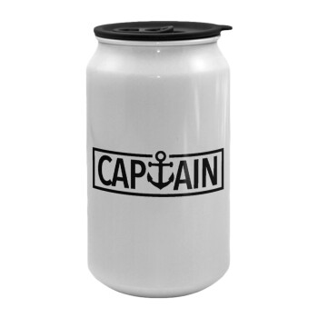 CAPTAIN, Κούπα ταξιδιού μεταλλική με καπάκι (tin-can) 500ml