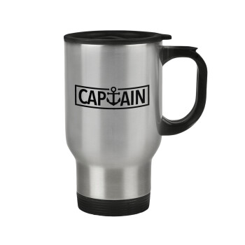 CAPTAIN, Stainless steel travel mug with lid, double wall 450ml