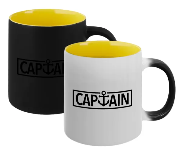 CAPTAIN — Κούπα Μαγική εσωτερικό κίτρινη, κεραμική 330ml που αλλάζει χρώμα με το ζεστό ρόφημα