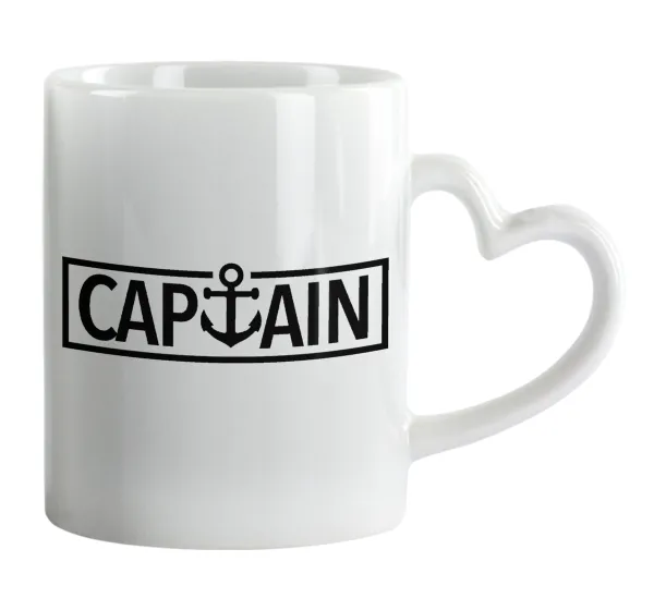 CAPTAIN — Κούπα καρδιά χερούλι λευκή, κεραμική, 330ml