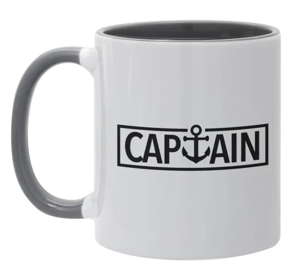 CAPTAIN — Κούπα χρωματιστή γκρι, κεραμική, 330ml