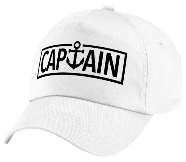 CAPTAIN — Πεντάφυλλο καπέλο Λευκό, 100% Βαμβακερό (Twill), με ρύθμιση, unisex