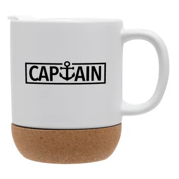 CAPTAIN, Κούπα, κεραμική με βάση φελού και καπάκι (ΜΑΤ), 330ml