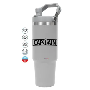 CAPTAIN, ΓΚΡΙ χρώματος Θερμός Ανοξείδωτο 890ml (30oz) με χερούλι