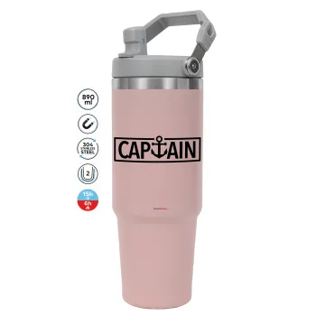 CAPTAIN, ΡΟΖ χρώματος Θερμός Ανοξείδωτο 890ml (30oz) με χερούλι