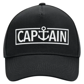 CAPTAIN, Adult Ultimate Hat BLACK, (100% COTTON DRILL, ADULT, UNISEX, ONE SIZE)