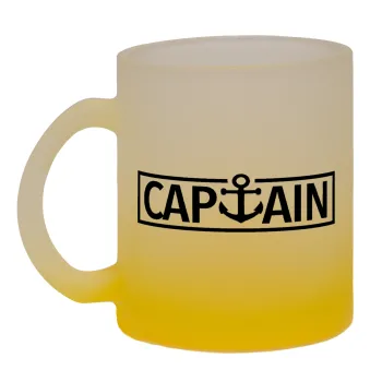 CAPTAIN, Κούπα γυάλινη δίχρωμη με βάση το κίτρινο ματ, 330ml