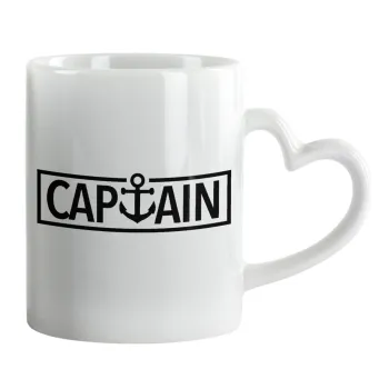 CAPTAIN, Κούπα καρδιά χερούλι λευκή, κεραμική, 330ml