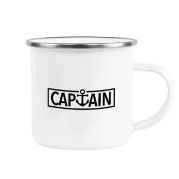CAPTAIN, Metallic enamel cup white 360ml