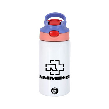 Rammstein, Παιδικό παγούρι θερμό, ανοξείδωτο, με καλαμάκι ασφαλείας, ροζ/μωβ (350ml)