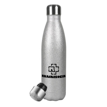 Rammstein, Metallic Glitter Silver Thermos Flask (Stainless steel), double-walled, 500ml