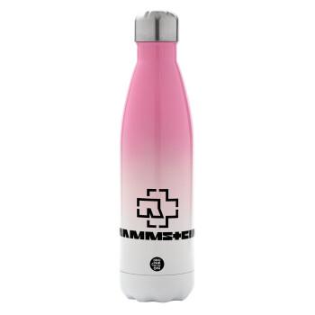 Rammstein, Metal mug thermos Pink/White (Stainless steel), double wall, 500ml