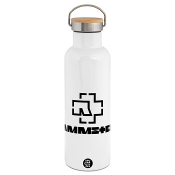 Rammstein, Stainless steel White with wooden lid (bamboo), double wall, 750ml