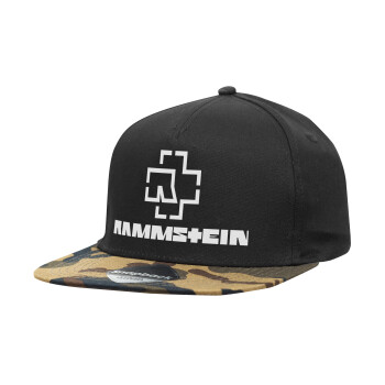 Rammstein, Καπέλο Ενηλίκων Flat Snapback Μαύρο/Παραλλαγή, (100% ΒΑΜΒΑΚΕΡΟ TWILL, ΕΝΗΛΙΚΩΝ, UNISEX, ONE SIZE)