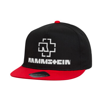 Rammstein, Καπέλο παιδικό Flat Snapback, Μαύρο/Κόκκινο (100% ΒΑΜΒΑΚΕΡΟ, ΠΑΙΔΙΚΟ, UNISEX, ONE SIZE)