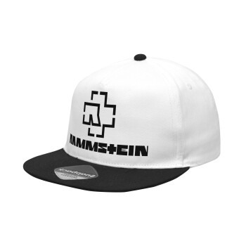 Rammstein, Καπέλο Ενηλίκων Flat Snapback Λευκό/Μαύρο, (POLYESTER, ΕΝΗΛΙΚΩΝ, UNISEX, ONE SIZE)
