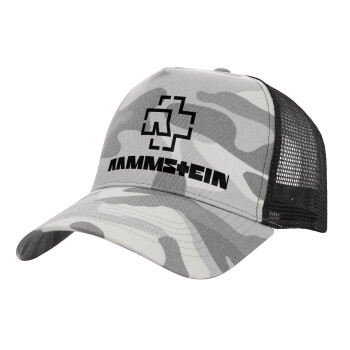 Rammstein, Καπέλο Ενηλίκων Structured Trucker, με Δίχτυ, (παραλλαγή) Army Camo (100% ΒΑΜΒΑΚΕΡΟ, ΕΝΗΛΙΚΩΝ, UNISEX, ONE SIZE)