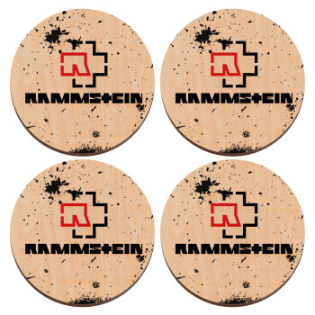 Rammstein, ΣΕΤ x4 Σουβέρ ξύλινα στρογγυλά plywood (9cm)