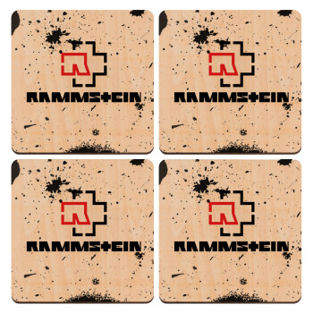 Rammstein, ΣΕΤ x4 Σουβέρ ξύλινα τετράγωνα plywood (9cm)
