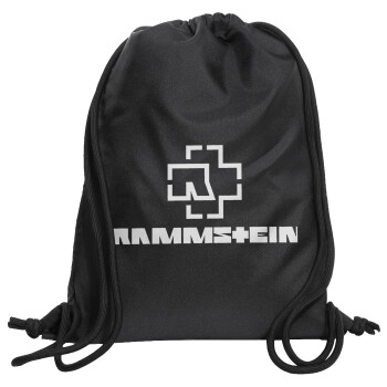 Rammstein, Τσάντα πλάτης πουγκί GYMBAG Μαύρη, με τσέπη (40x48cm) & χονδρά κορδόνια