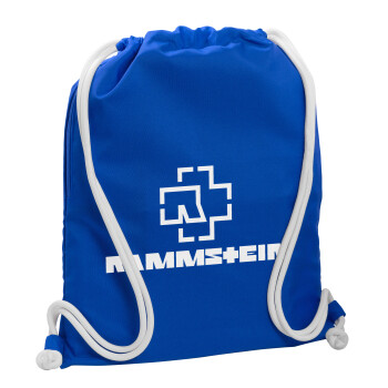 Rammstein, Τσάντα πλάτης πουγκί GYMBAG Μπλε, με τσέπη (40x48cm) & χονδρά κορδόνια