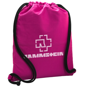 Rammstein, Τσάντα πλάτης πουγκί GYMBAG Φούξια, με τσέπη (40x48cm) & χονδρά κορδόνια