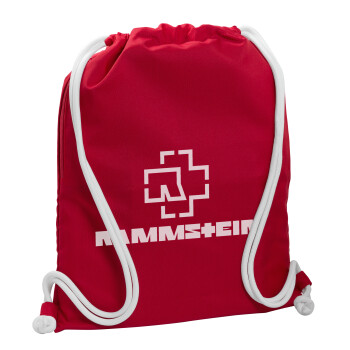 Rammstein, Τσάντα πλάτης πουγκί GYMBAG Κόκκινη, με τσέπη (40x48cm) & χονδρά κορδόνια