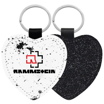 Rammstein, Μπρελόκ PU δερμάτινο glitter καρδιά ΜΑΥΡΟ