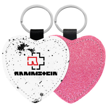 Rammstein, Μπρελόκ PU δερμάτινο glitter καρδιά ΡΟΖ