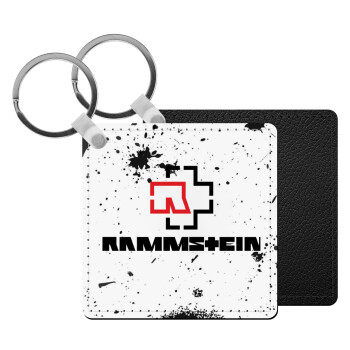 Rammstein, Μπρελόκ Δερματίνη, τετράγωνο ΜΑΥΡΟ (5x5cm)