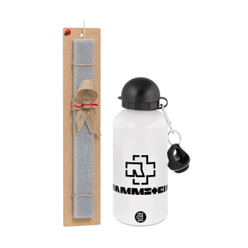 Rammstein, Easter Set, metallic aluminum water bottle (500ml) & aromatic flat Easter candle (30cm) (GRAY)
