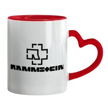 Rammstein, Mug heart red handle, ceramic, 330ml