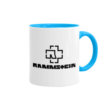 Rammstein, Mug colored light blue, ceramic, 330ml