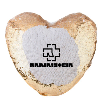 Rammstein, Μαξιλάρι καναπέ καρδιά Μαγικό Χρυσό με πούλιες 40x40cm περιέχεται το  γέμισμα