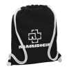 Backpack pouch GYMBAG Black, with pocket (40x48cm) & thick white cords