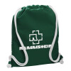 Backpack pouch GYMBAG BOTTLE GREEN, with pocket (40x48cm) & thick white cords